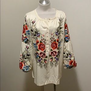 NWOT Bohemian Floral Blouse